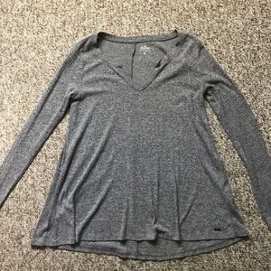 Gray Longsleeve Flowy V-neck Top